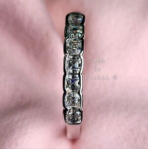 Bezel Set Moissanite Asscher Cut Anniversary Band in Sterling Silver